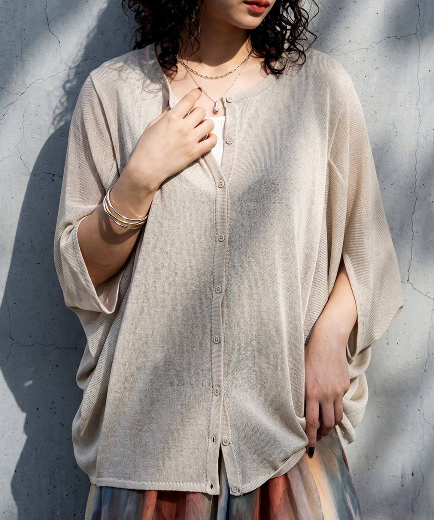 Asymmetrical Dolman Sheer Knit Cardigan Ladies