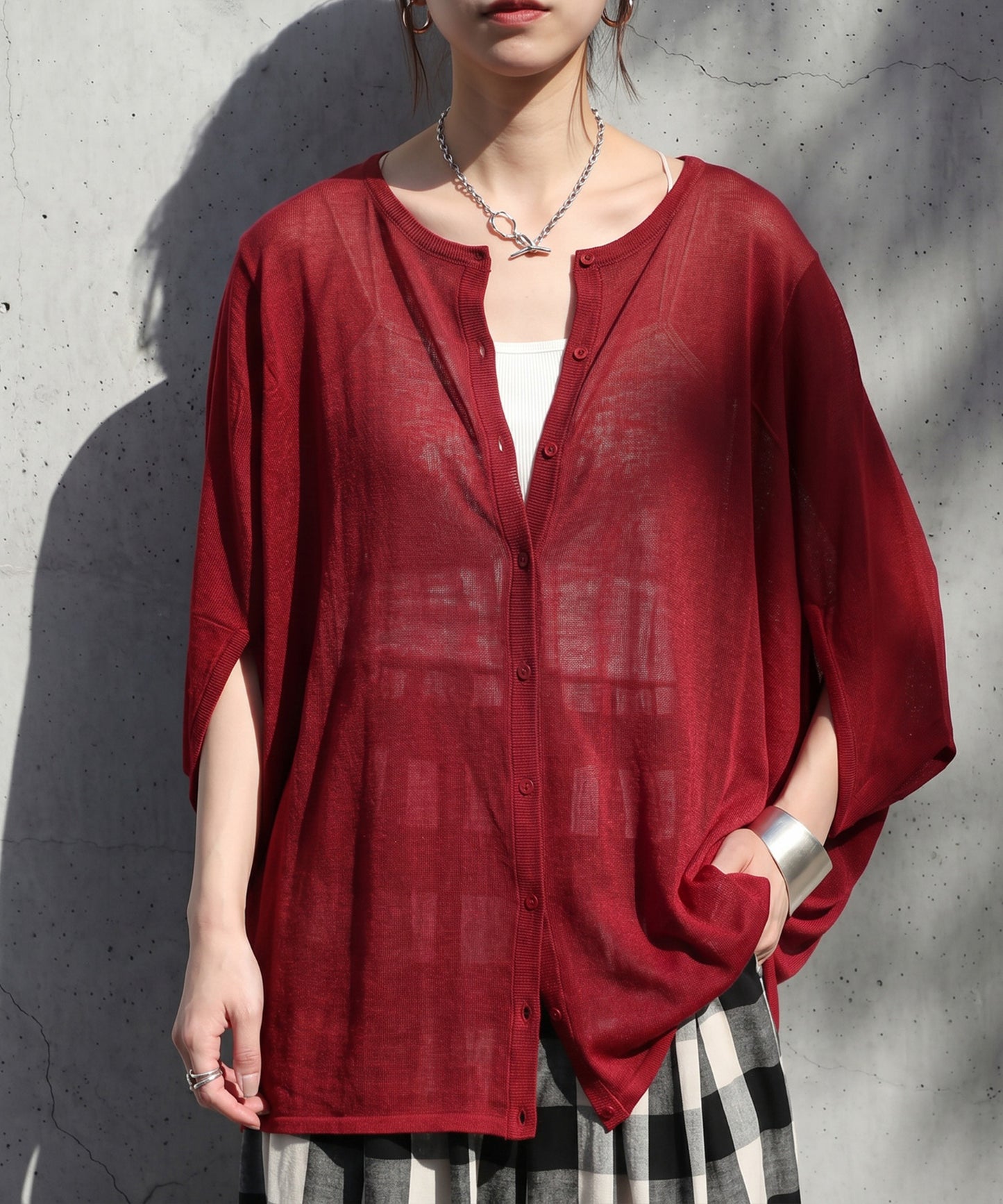 Asymmetrical Dolman Sheer Knit Cardigan Ladies