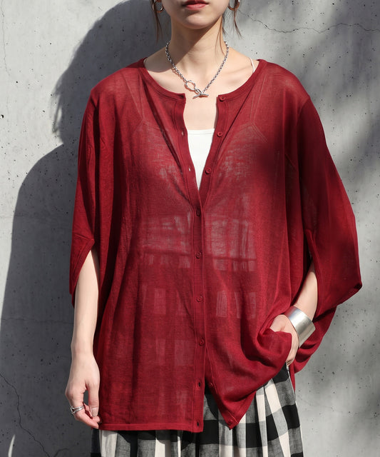 Asymmetrical Dolman Sheer Knit Cardigan Ladies