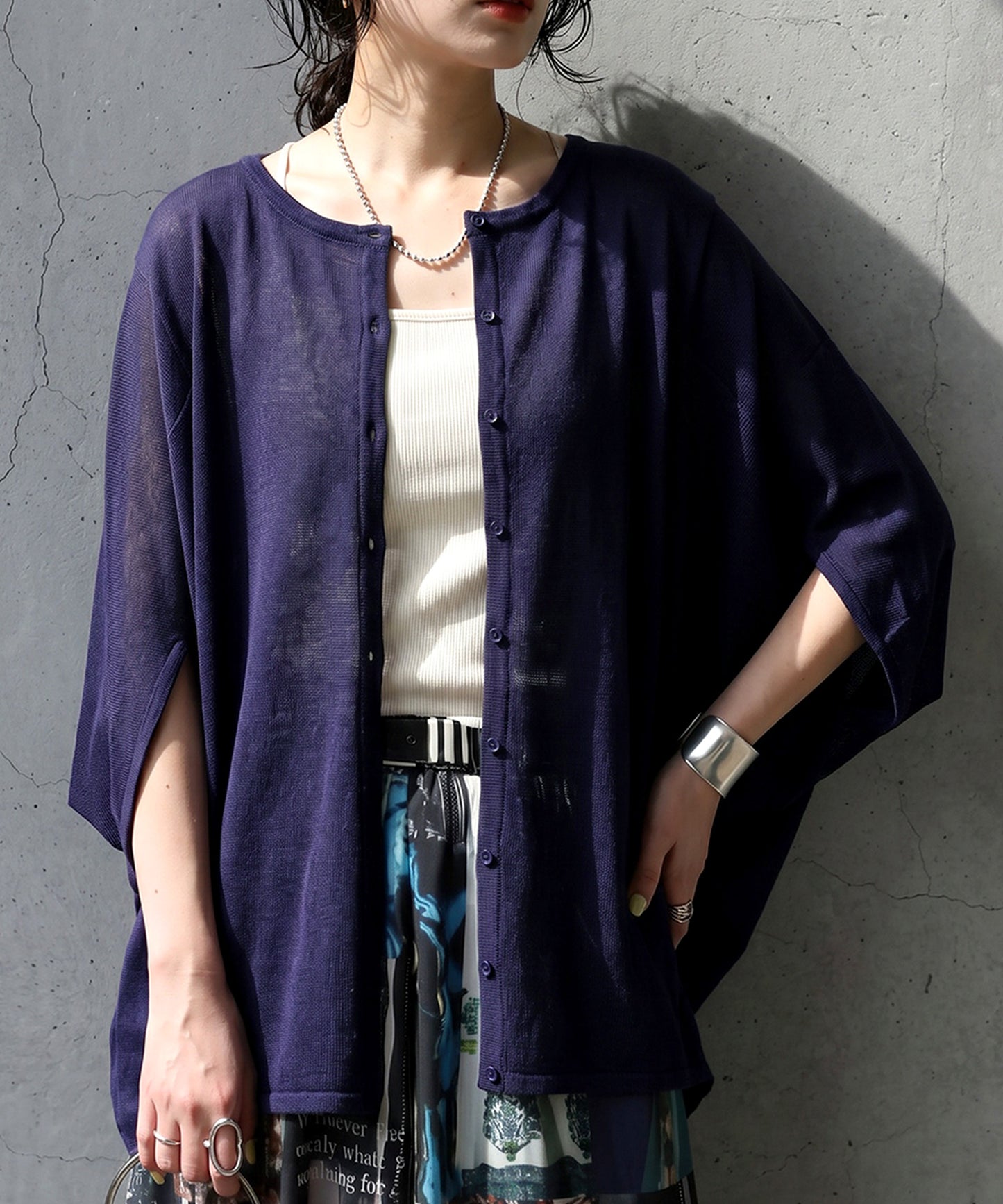 Asymmetrical Dolman Sheer Knit Cardigan Ladies
