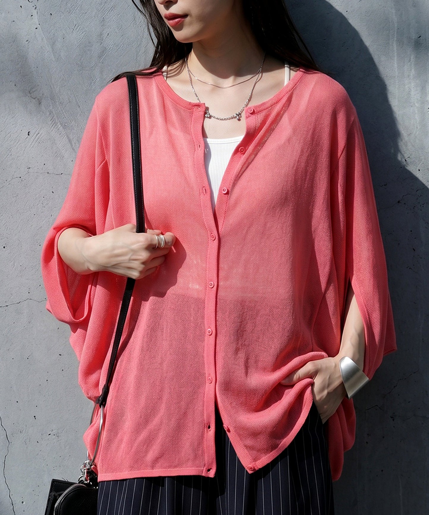 Asymmetrical Dolman Sheer Knit Cardigan Ladies
