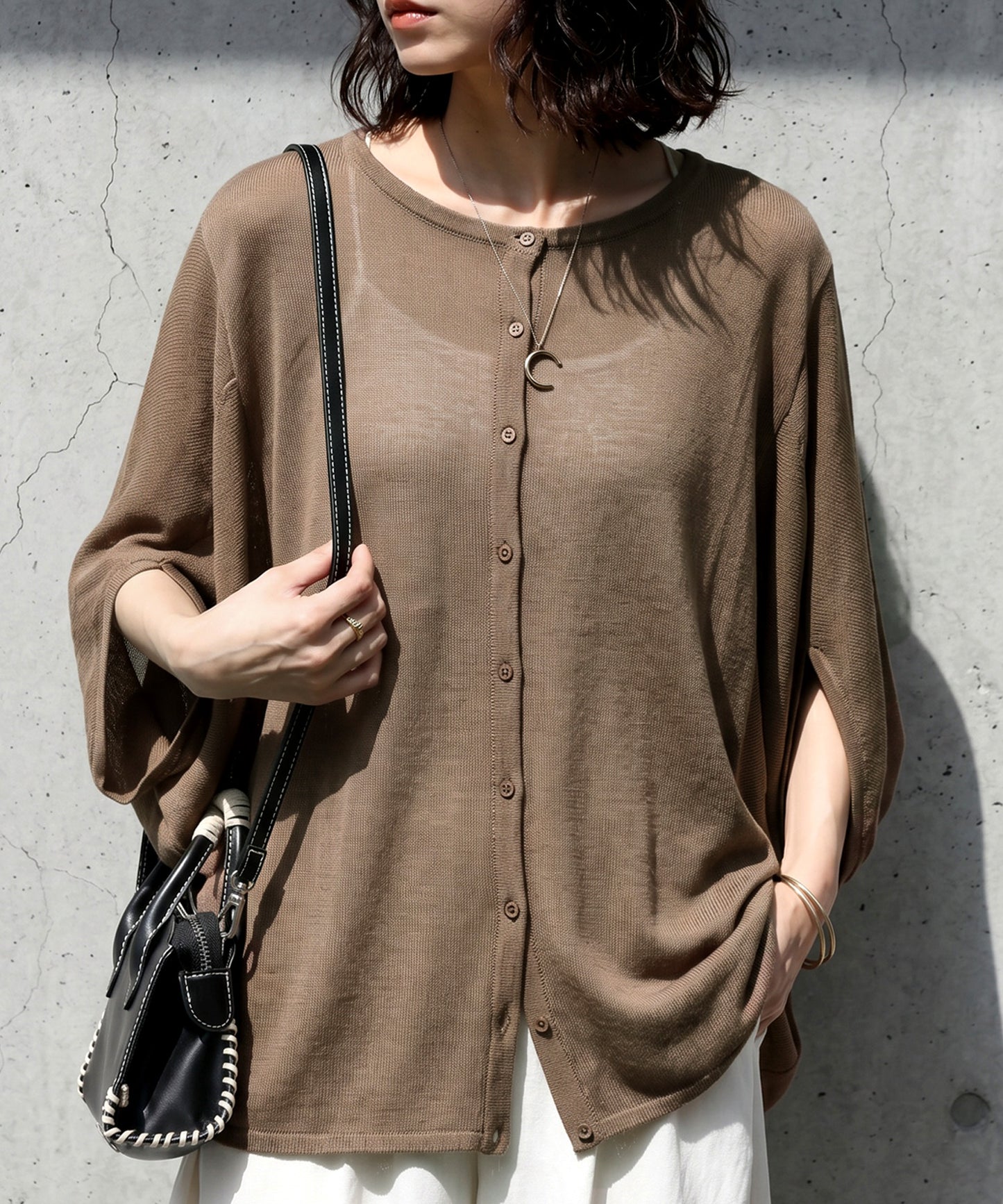 Asymmetrical Dolman Sheer Knit Cardigan Ladies
