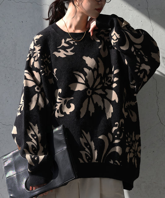 Chenille Yarn Floral Knit Ladies