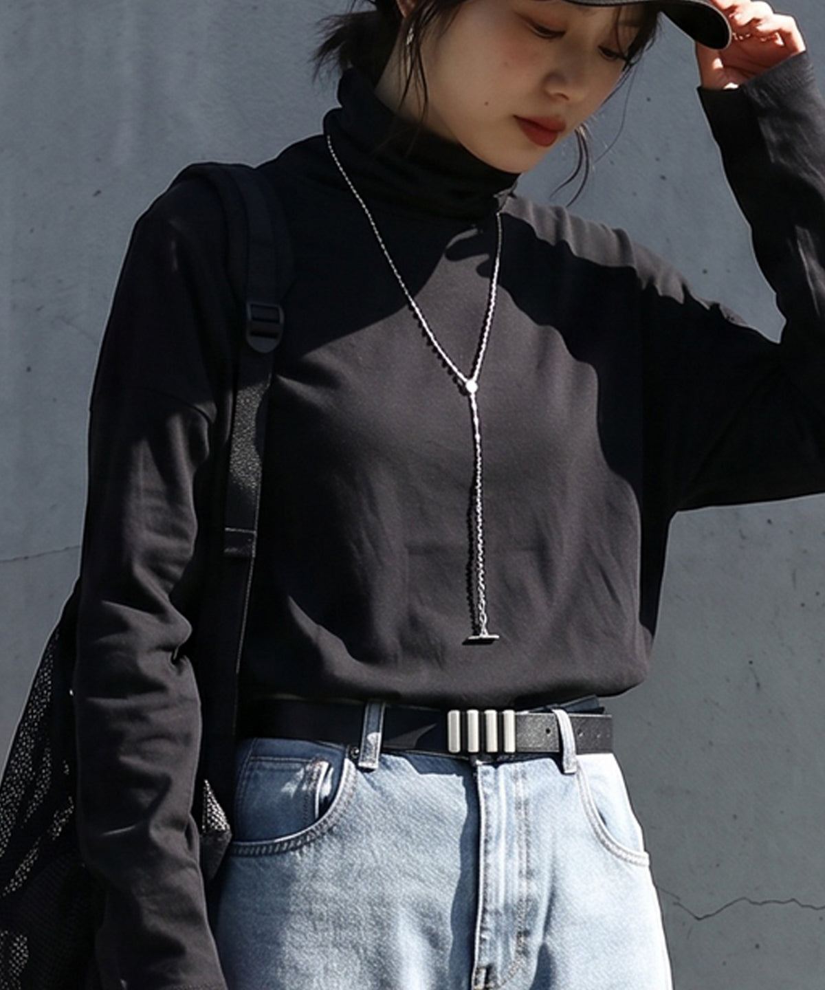 100% Cotton Sheer Turtleneck Cut And Sewn Ladies