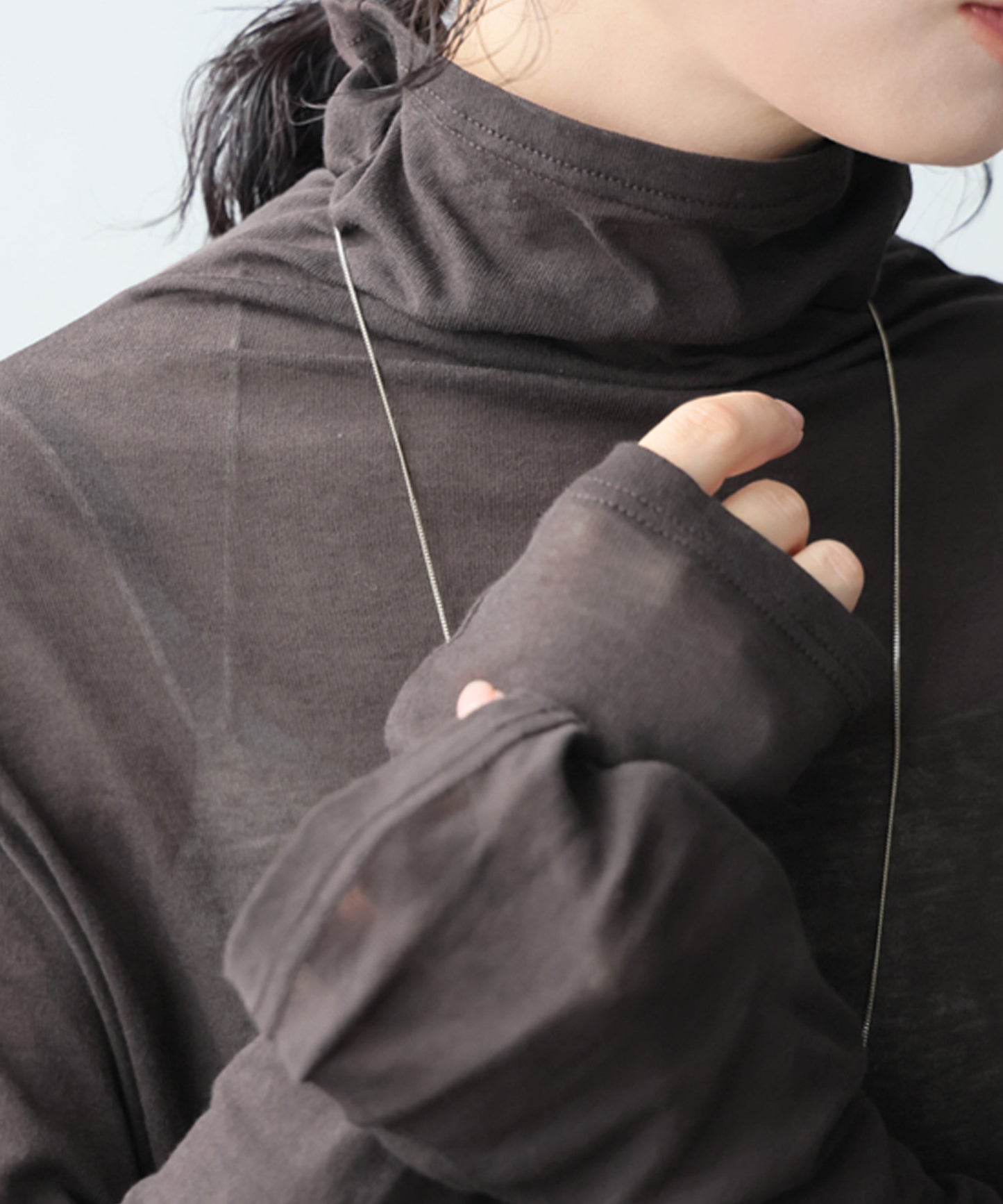 100% Cotton Sheer Turtleneck Cut And Sewn Ladies