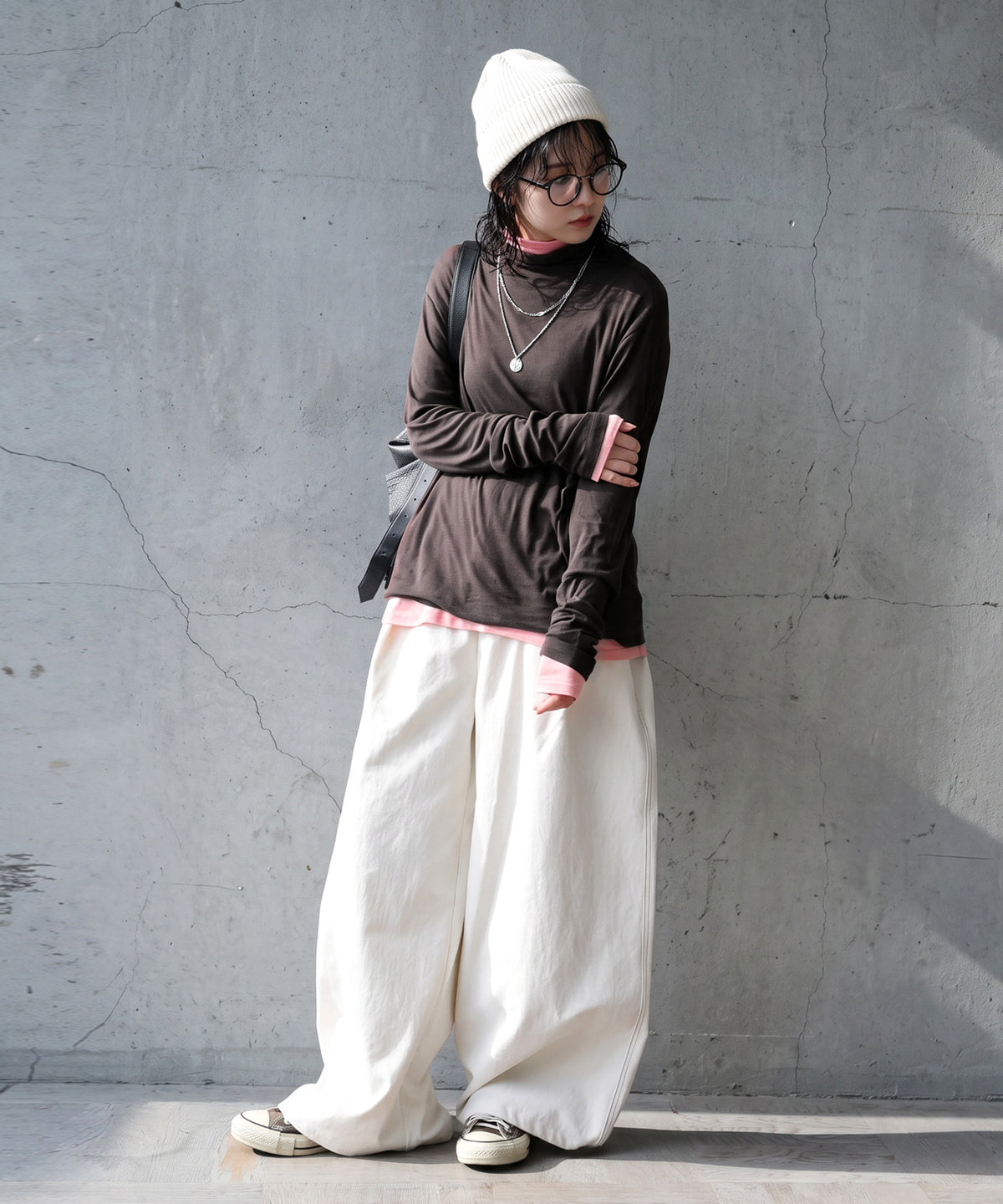 100% Cotton Sheer Turtleneck Cut And Sewn Ladies