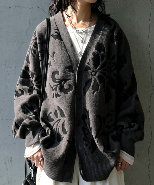 Mall Yarn Floral Knit Cardigan Ladies