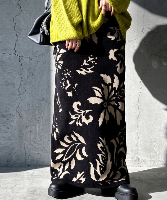 Mall Yarn Floral Knit Skirt Ladies