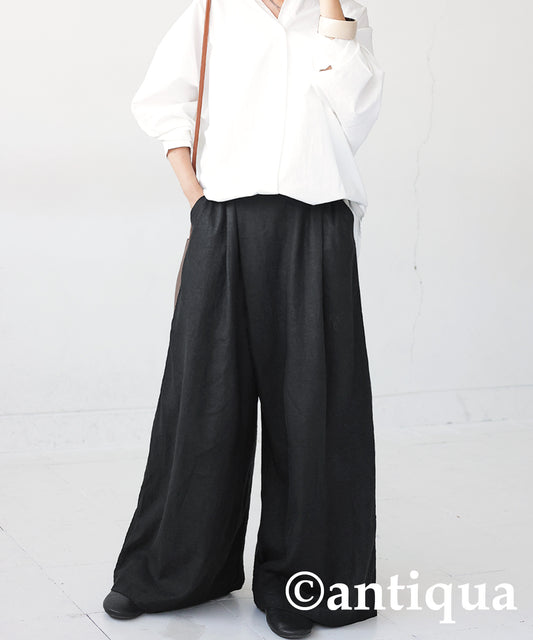 Hemp-blend wide pants Ladies