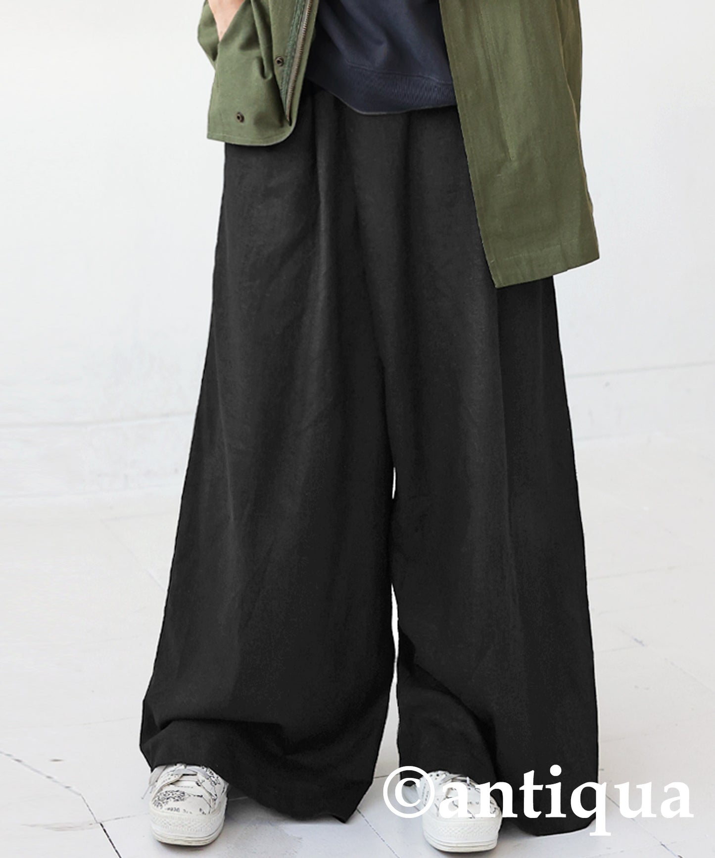 Hemp-blend wide pants Ladies