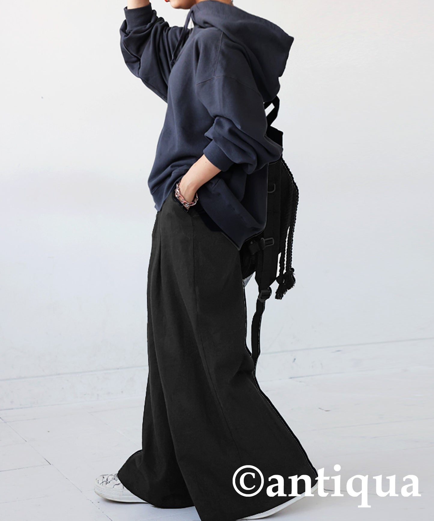 Hemp-blend wide pants Ladies