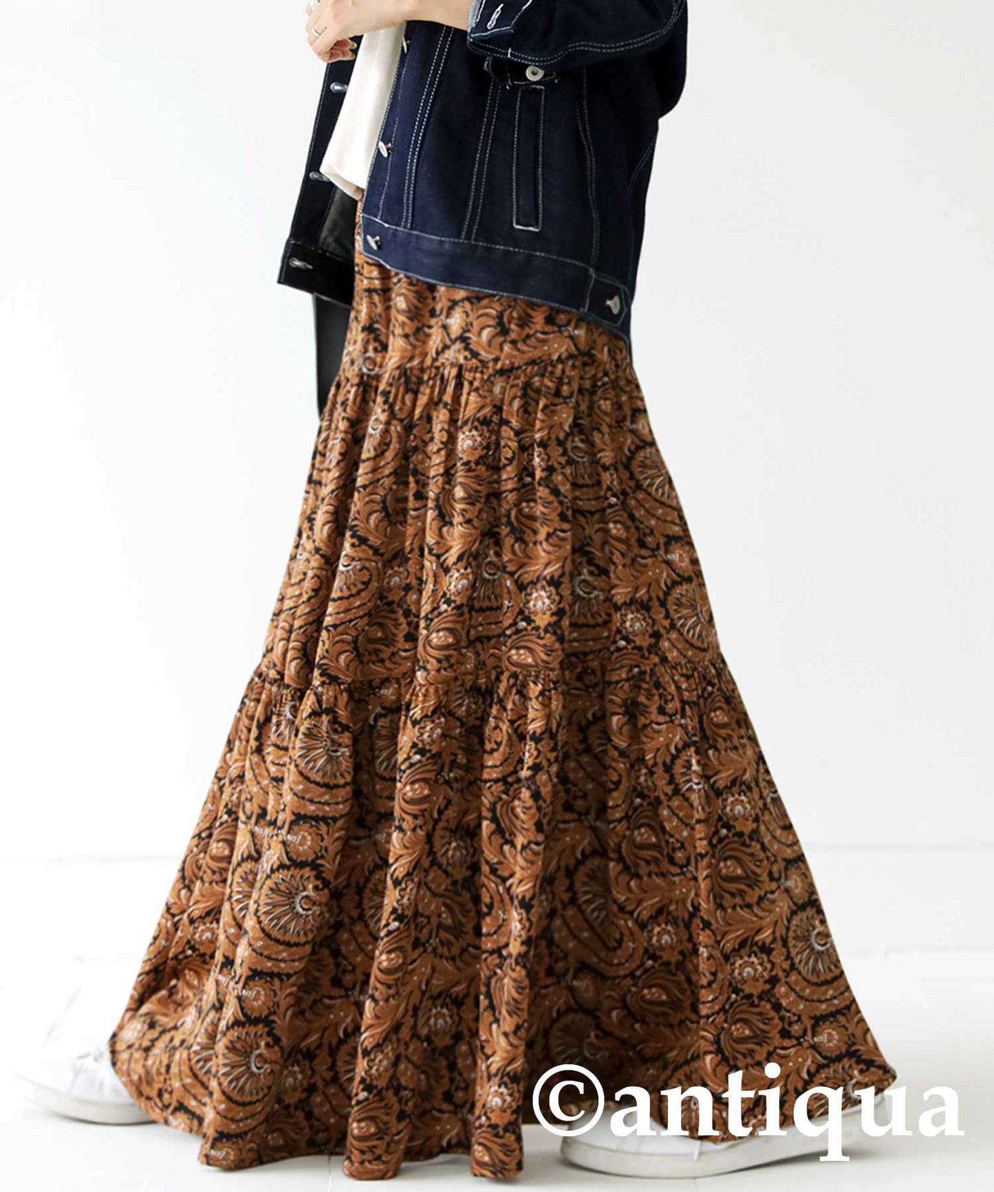 Ethnic Pattern Tiered Skirt Ladies