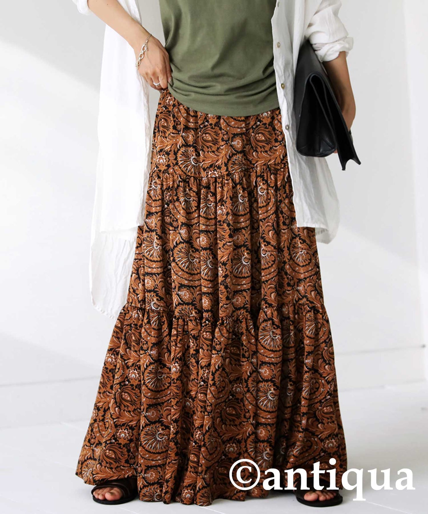 Ethnic Pattern Tiered Skirt Ladies