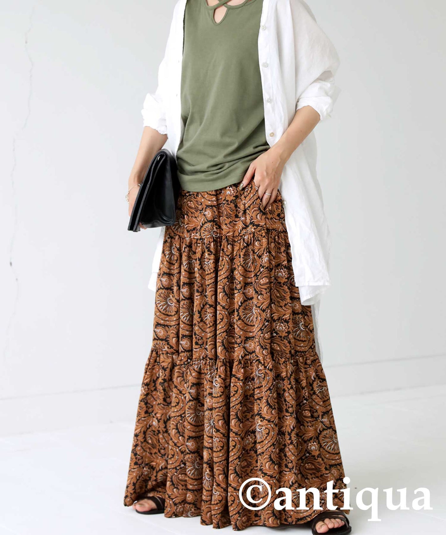 Ethnic Pattern Tiered Skirt Ladies