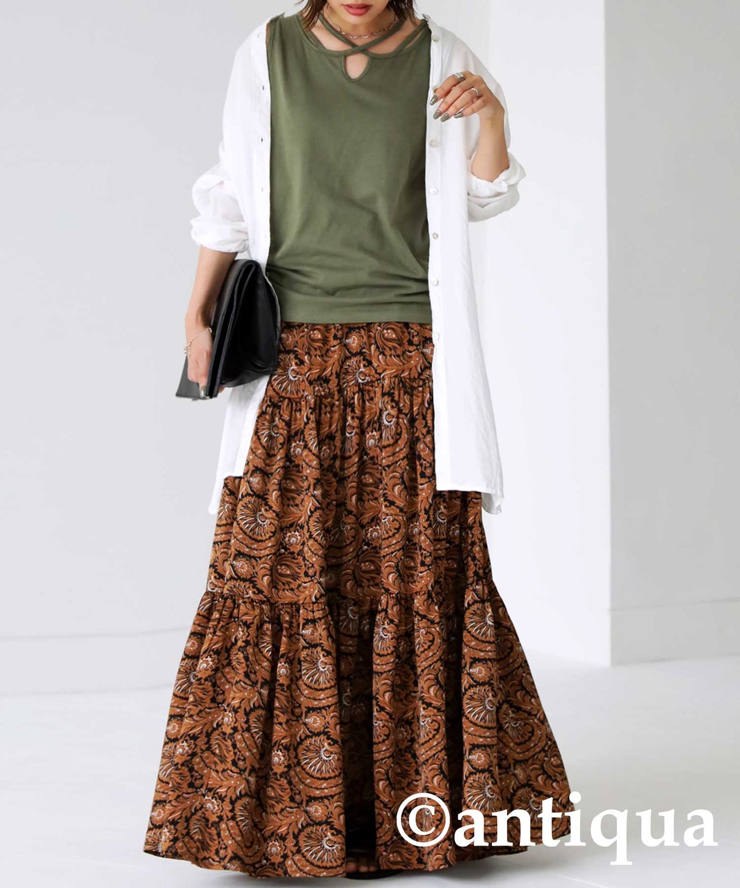 Ethnic Pattern Tiered Skirt Ladies