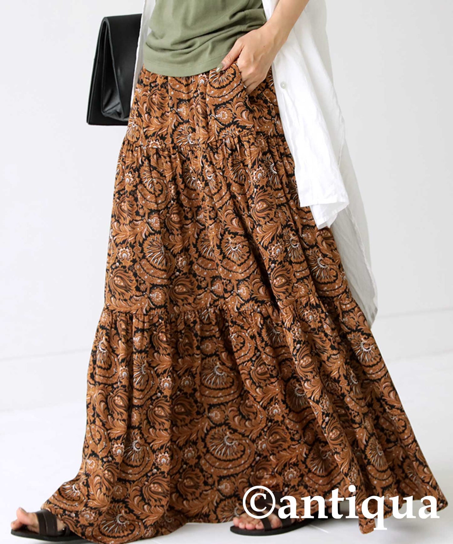 Ethnic Pattern Tiered Skirt Ladies