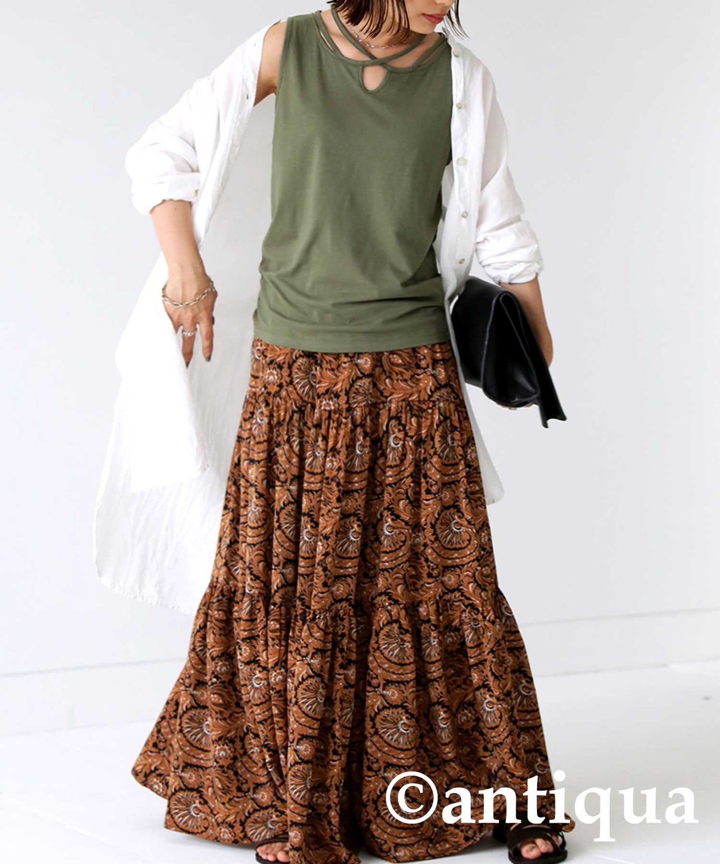 Ethnic Pattern Tiered Skirt Ladies