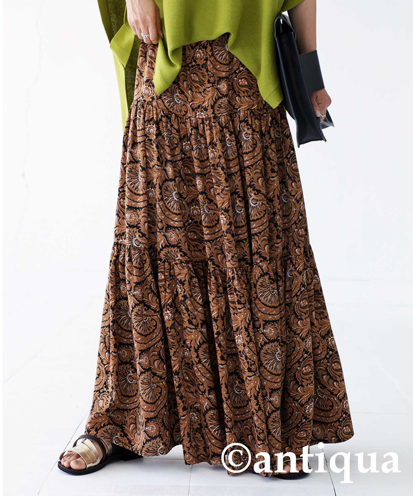 Ethnic Pattern Tiered Skirt Ladies