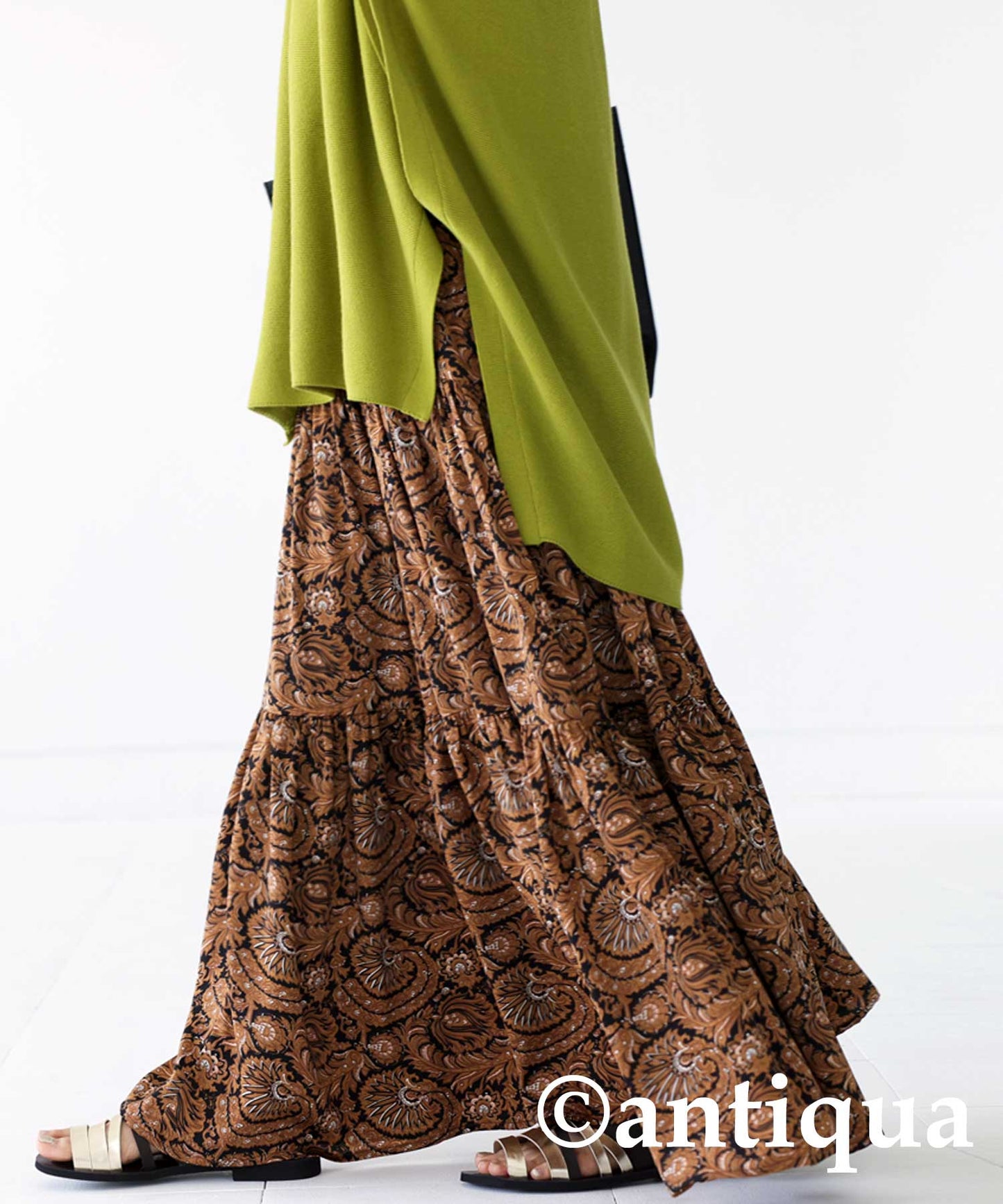 Ethnic Pattern Tiered Skirt Ladies