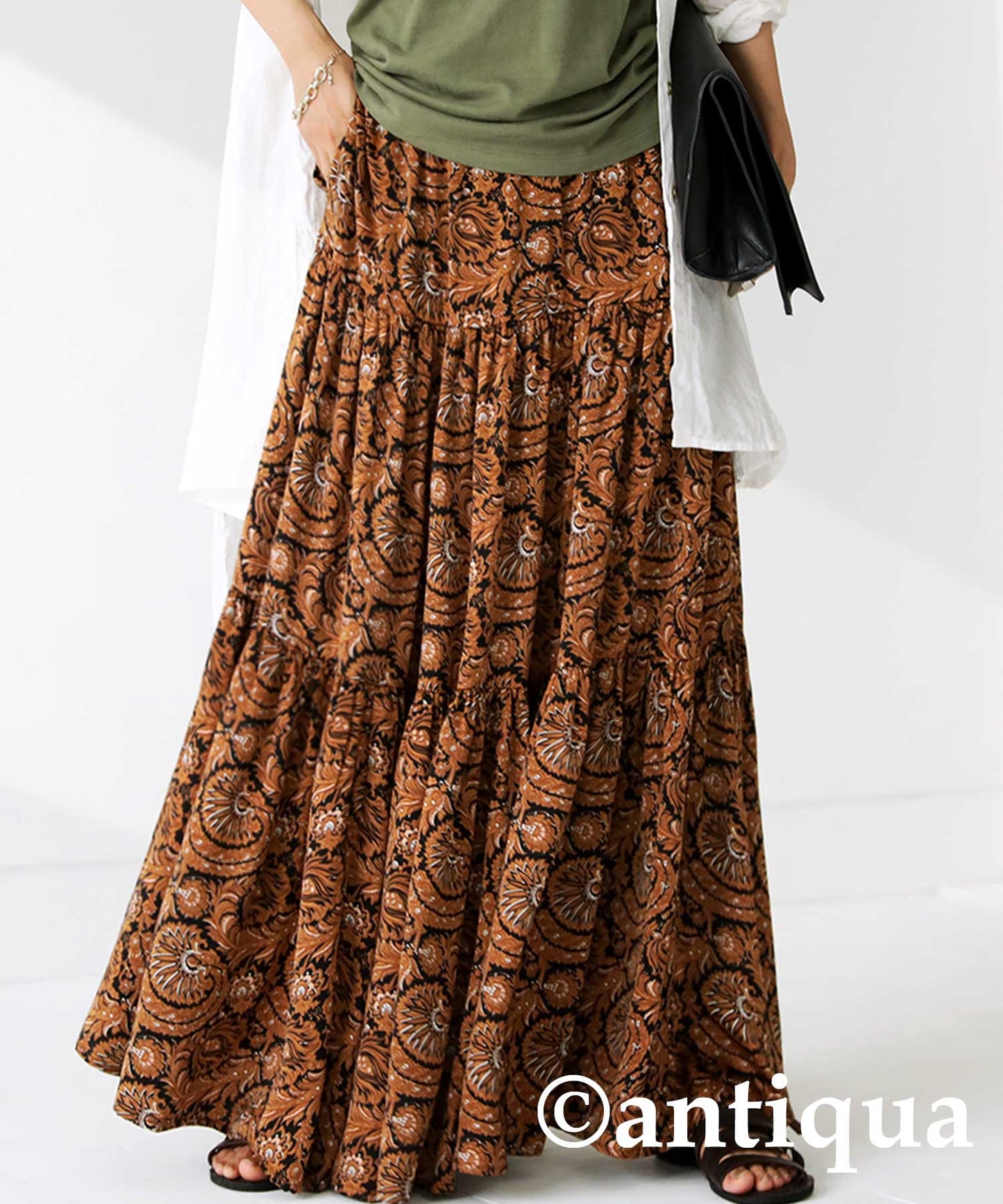 Ethnic Pattern Tiered Skirt Ladies