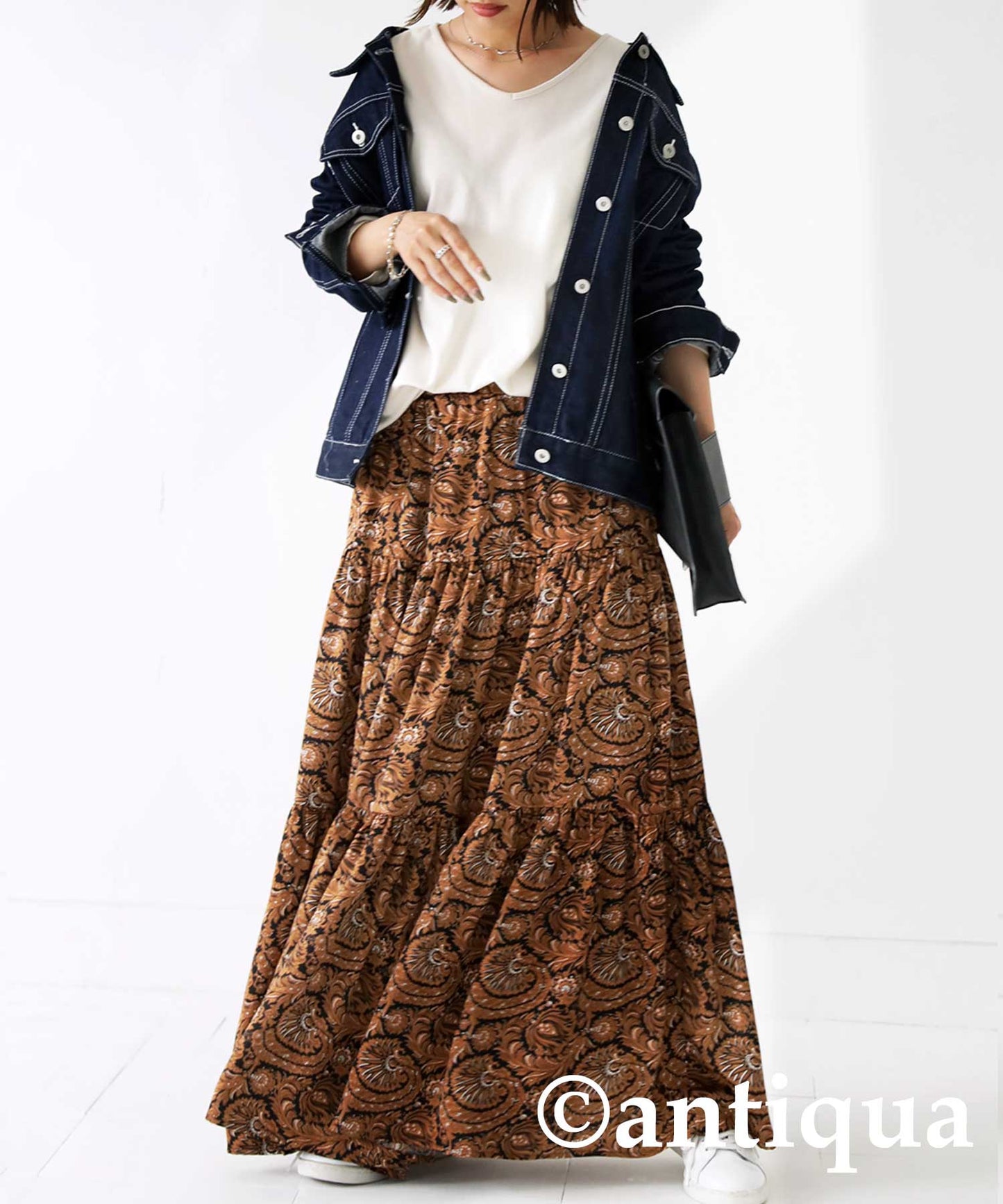 Ethnic Pattern Tiered Skirt Ladies