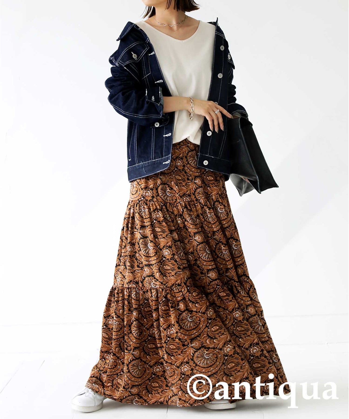 Ethnic Pattern Tiered Skirt Ladies