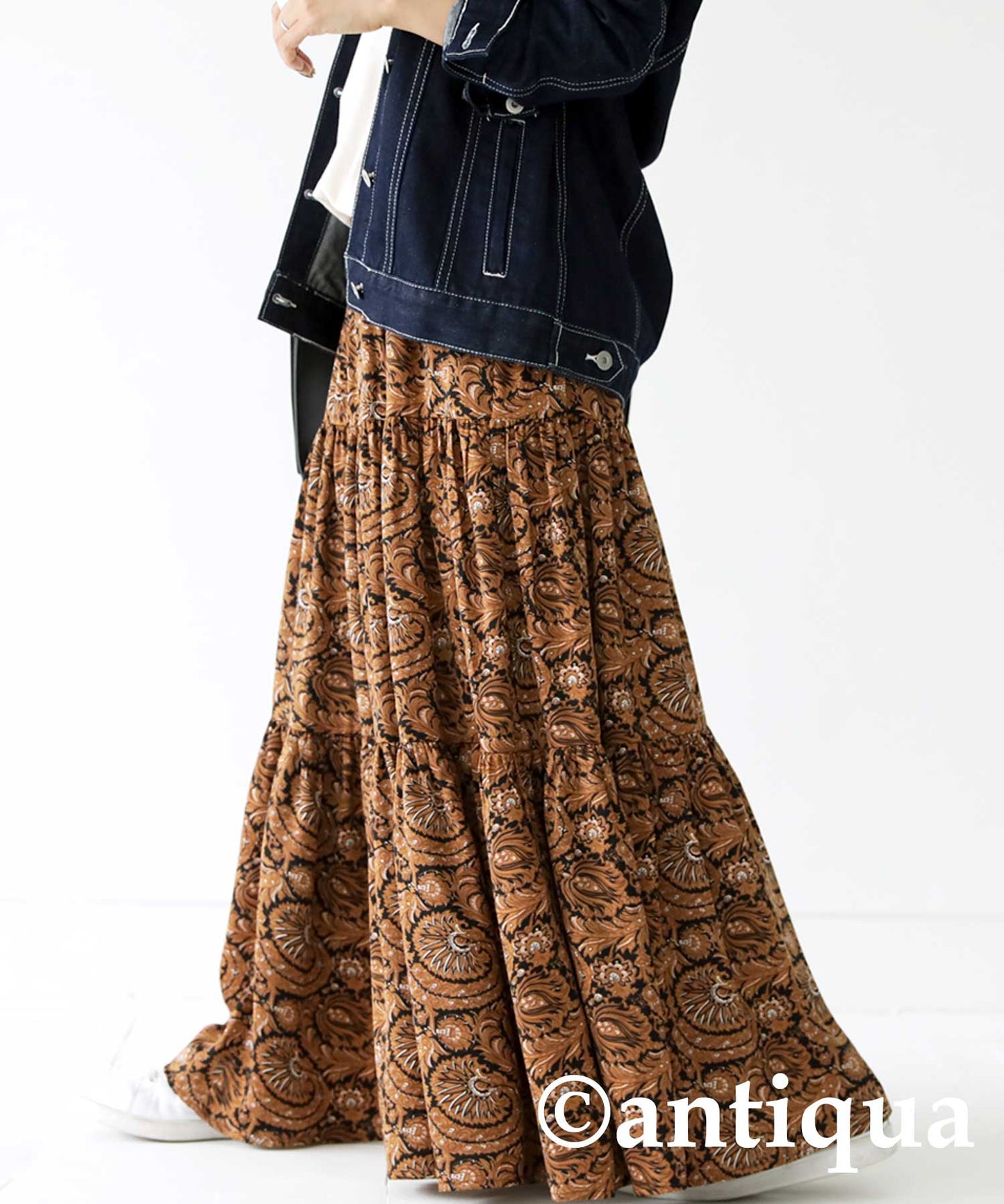 Ethnic Pattern Tiered Skirt Ladies