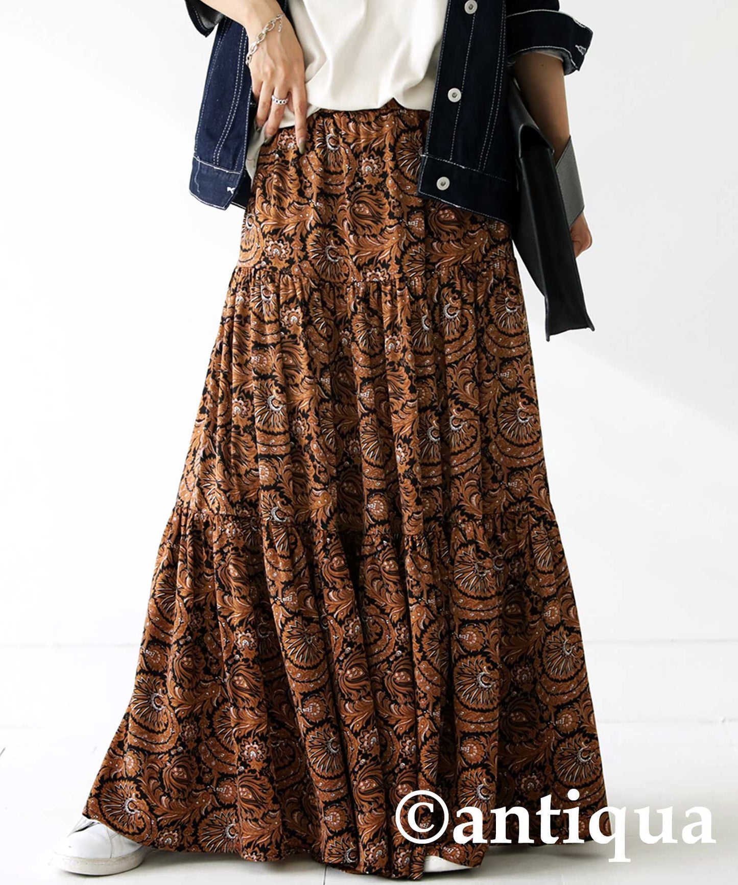 Ethnic Pattern Tiered Skirt Ladies