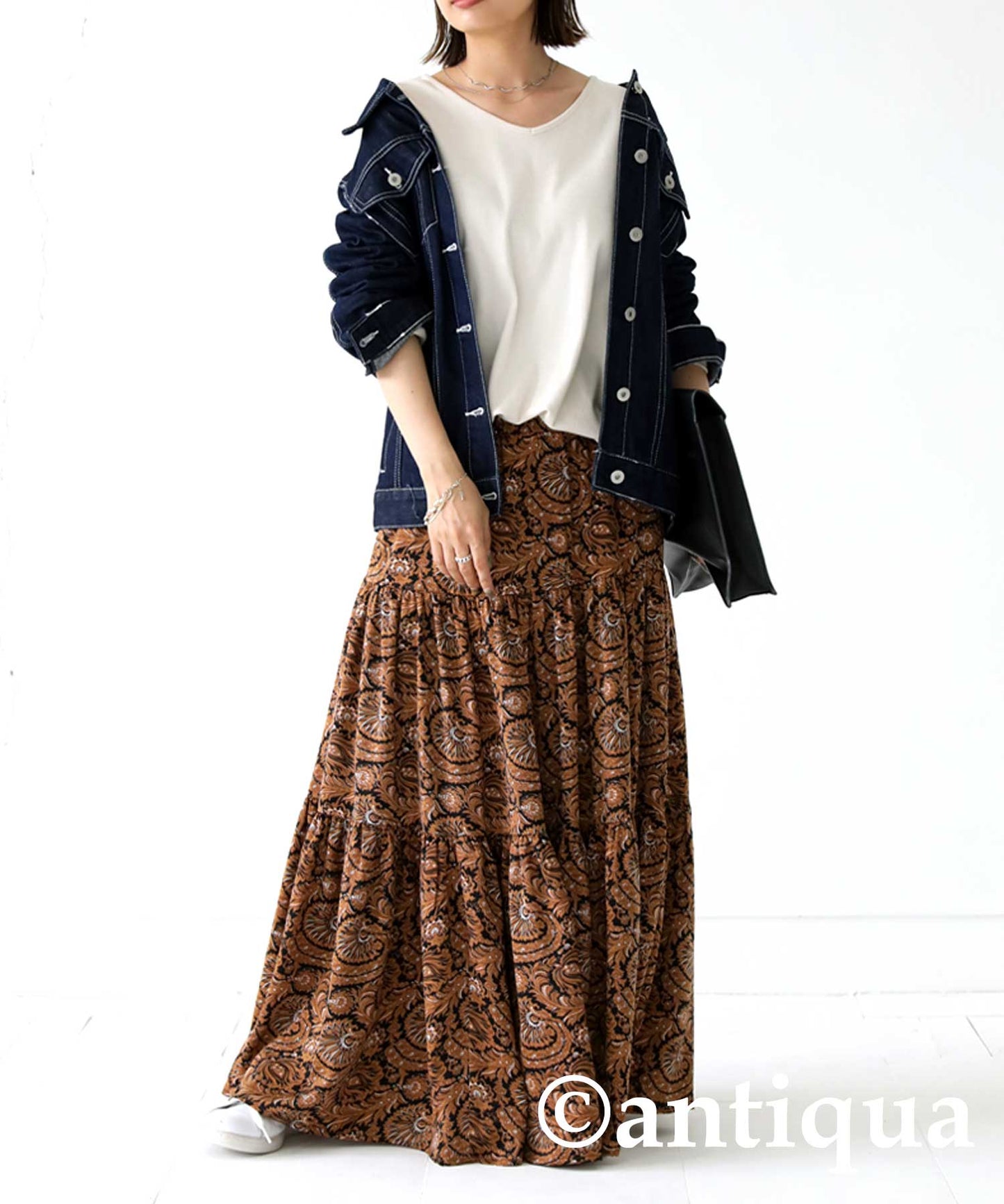 Ethnic Pattern Tiered Skirt Ladies