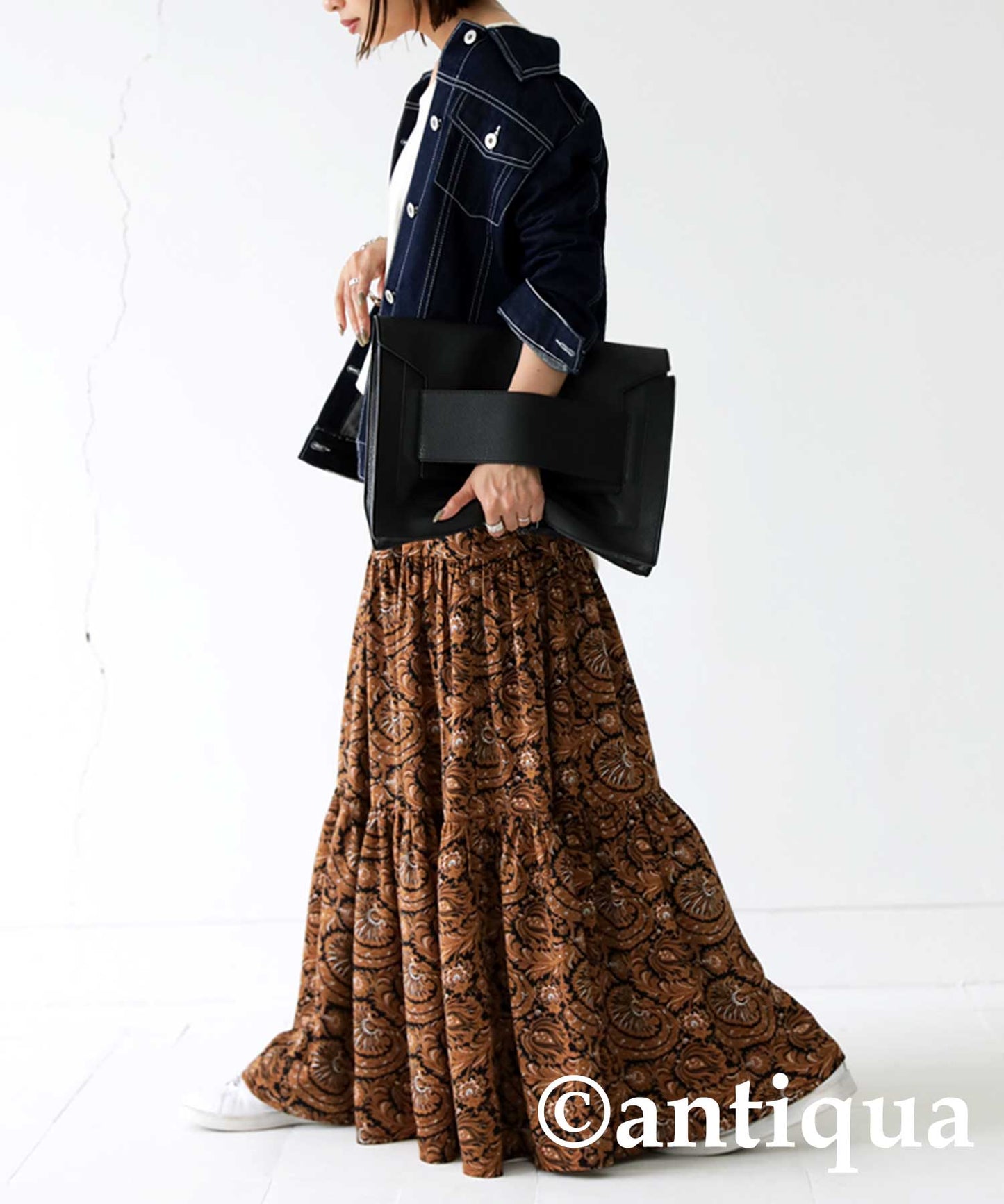 Ethnic Pattern Tiered Skirt Ladies