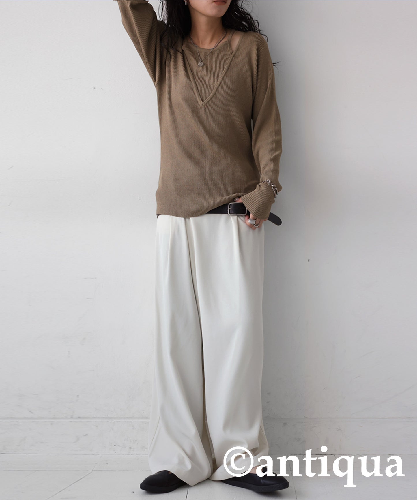 Tuck wide pants Ladies