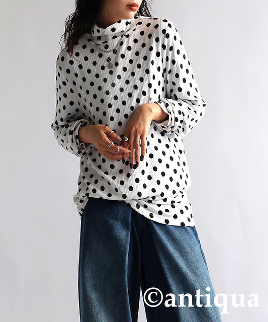 Polka Dots High Neck Tops Ladies