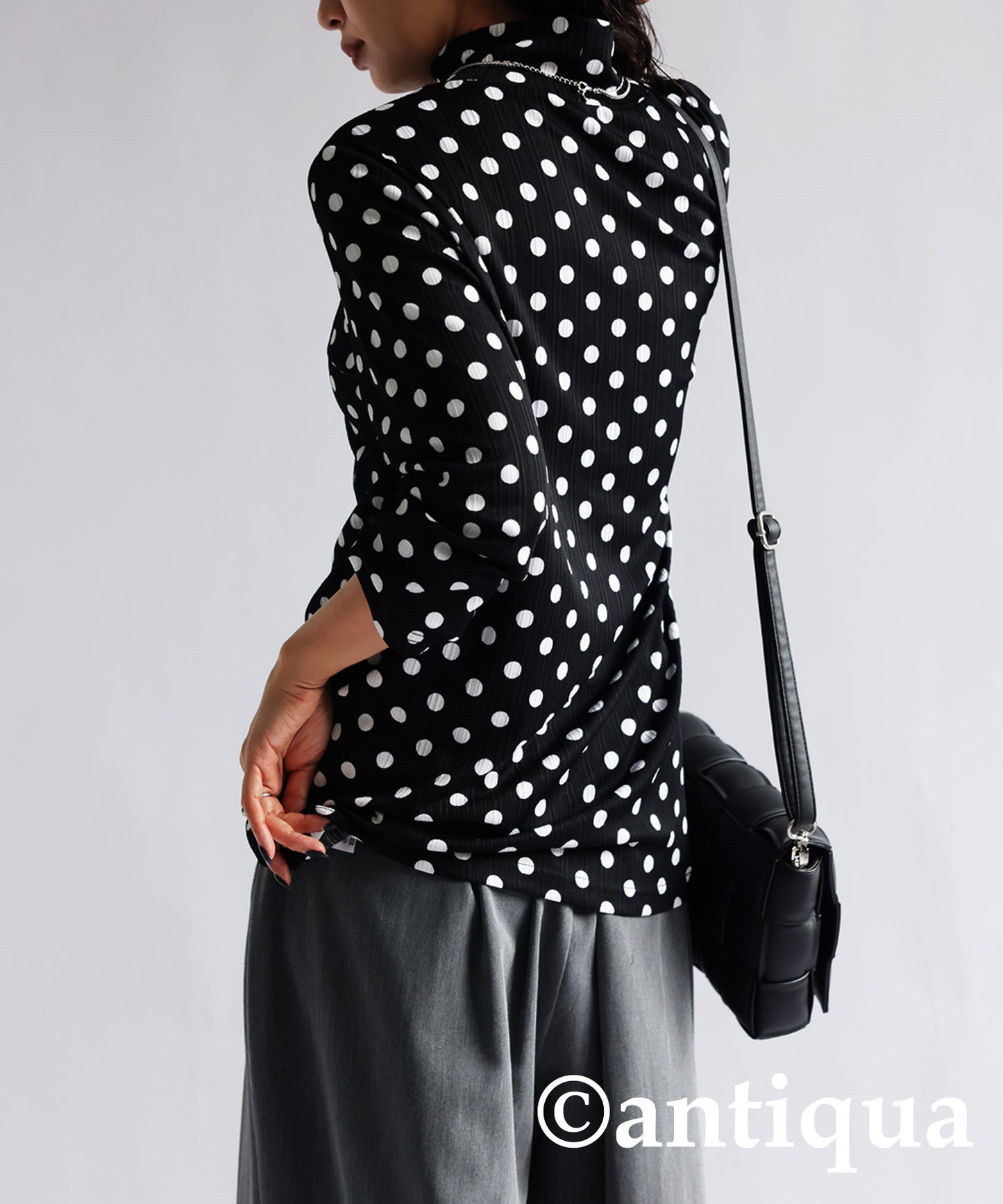 Polka Dots High Neck Tops Ladies