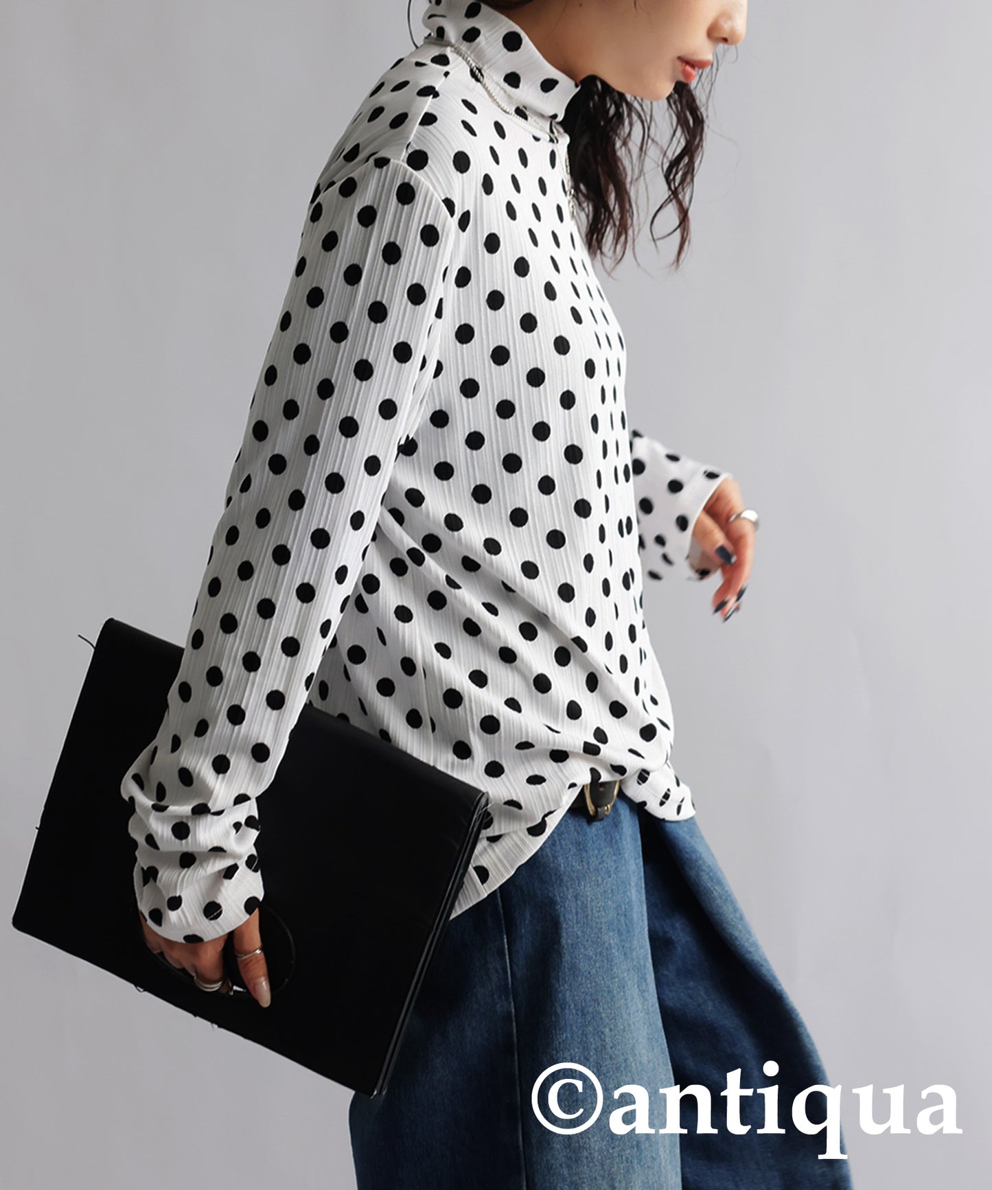 Polka Dots High Neck Tops Ladies