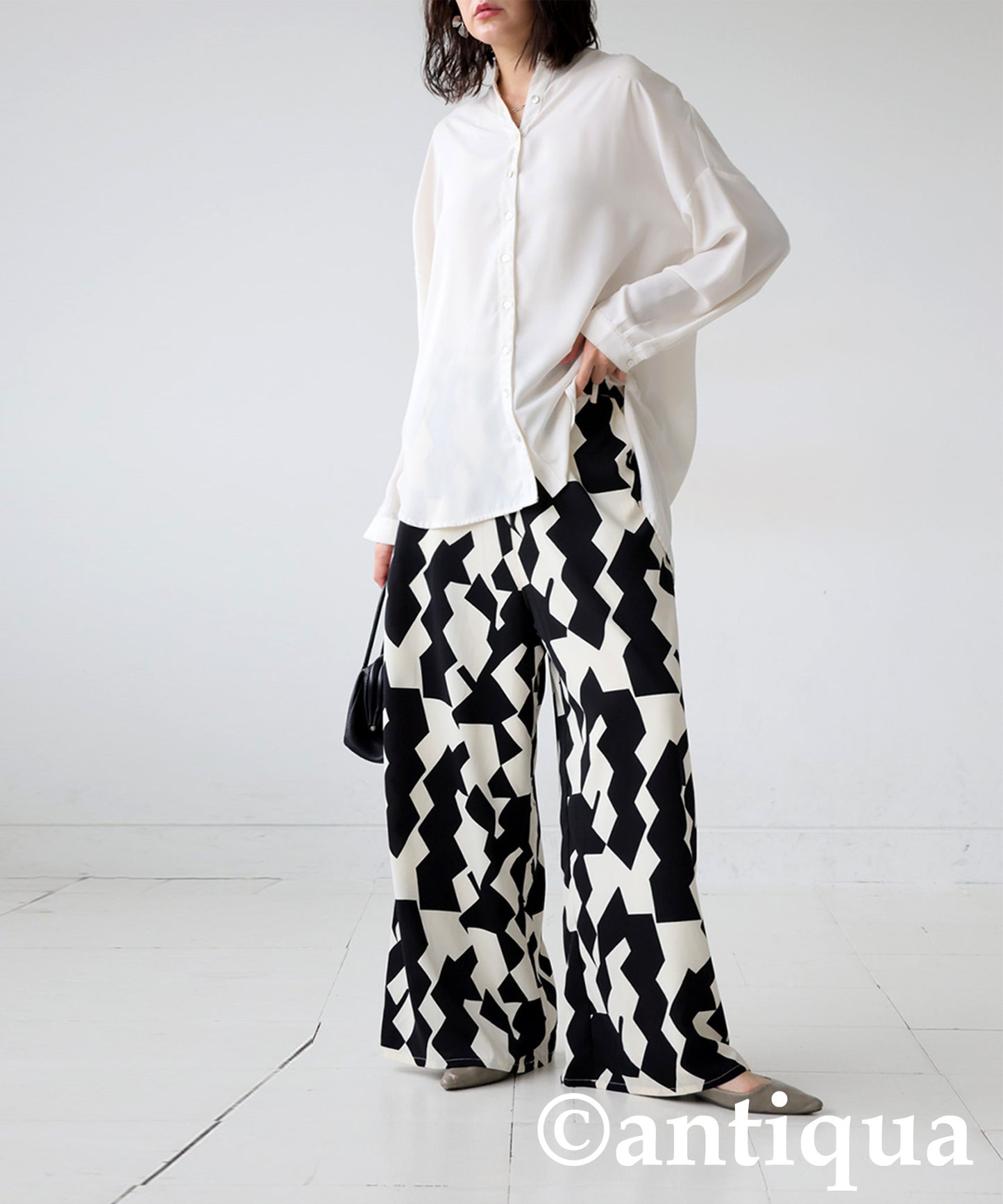 Monotone Pattern Pants Ladies