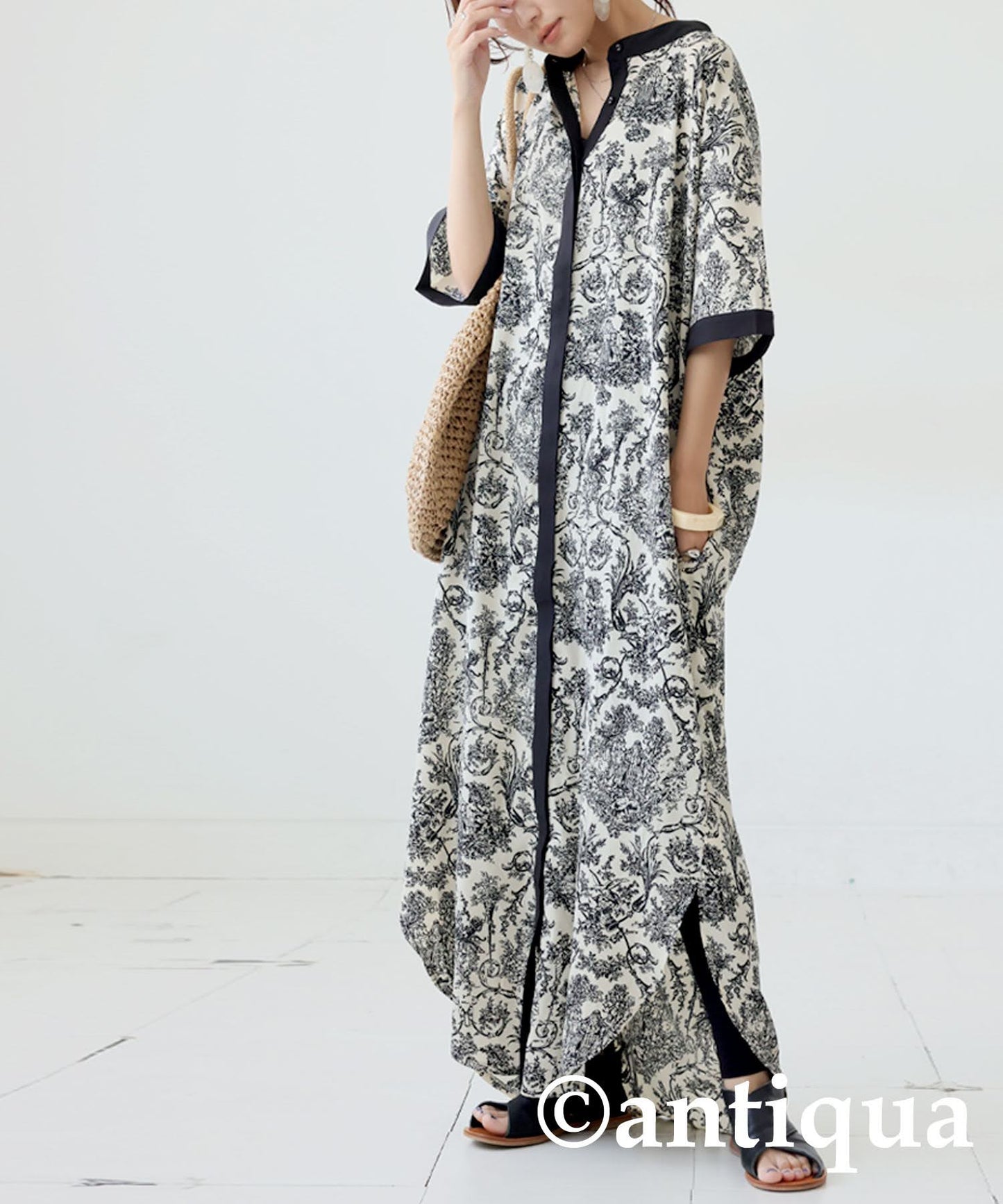 Ladies Toile de Jouy Patterned Dress