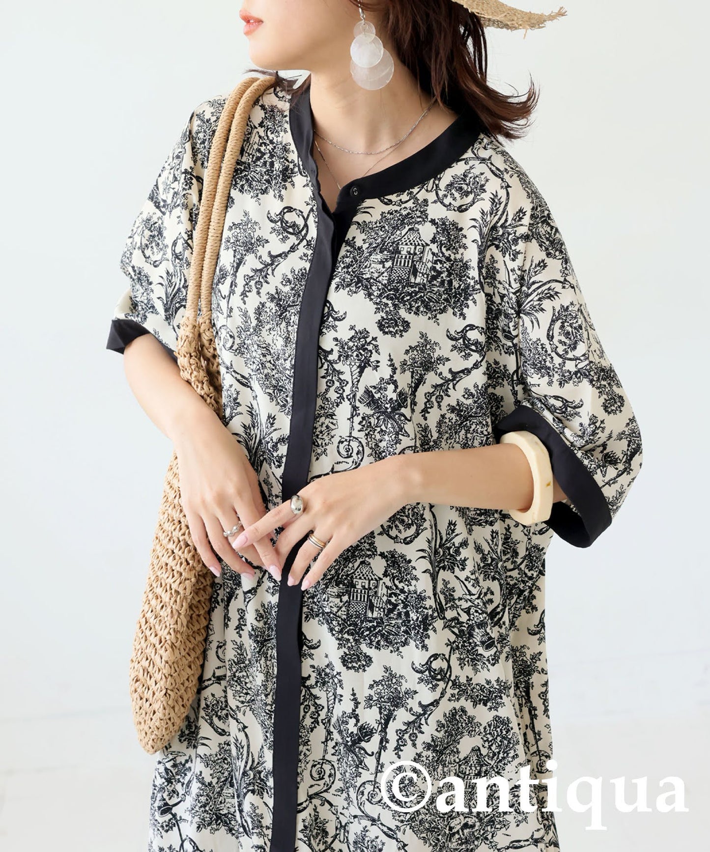 Ladies Toile de Jouy Patterned Dress