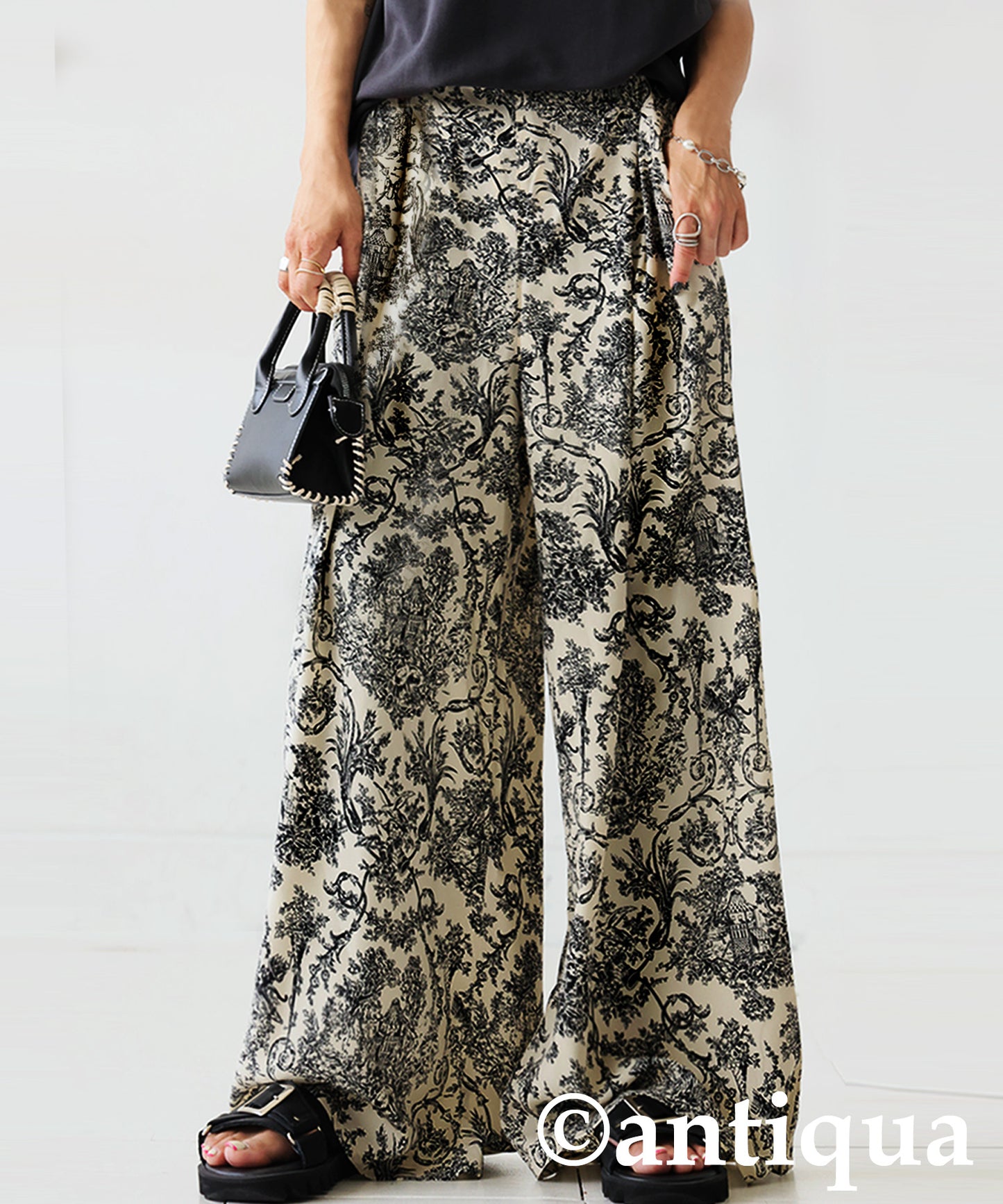 Ladies Toile De Jouy Wide-Leg Pants