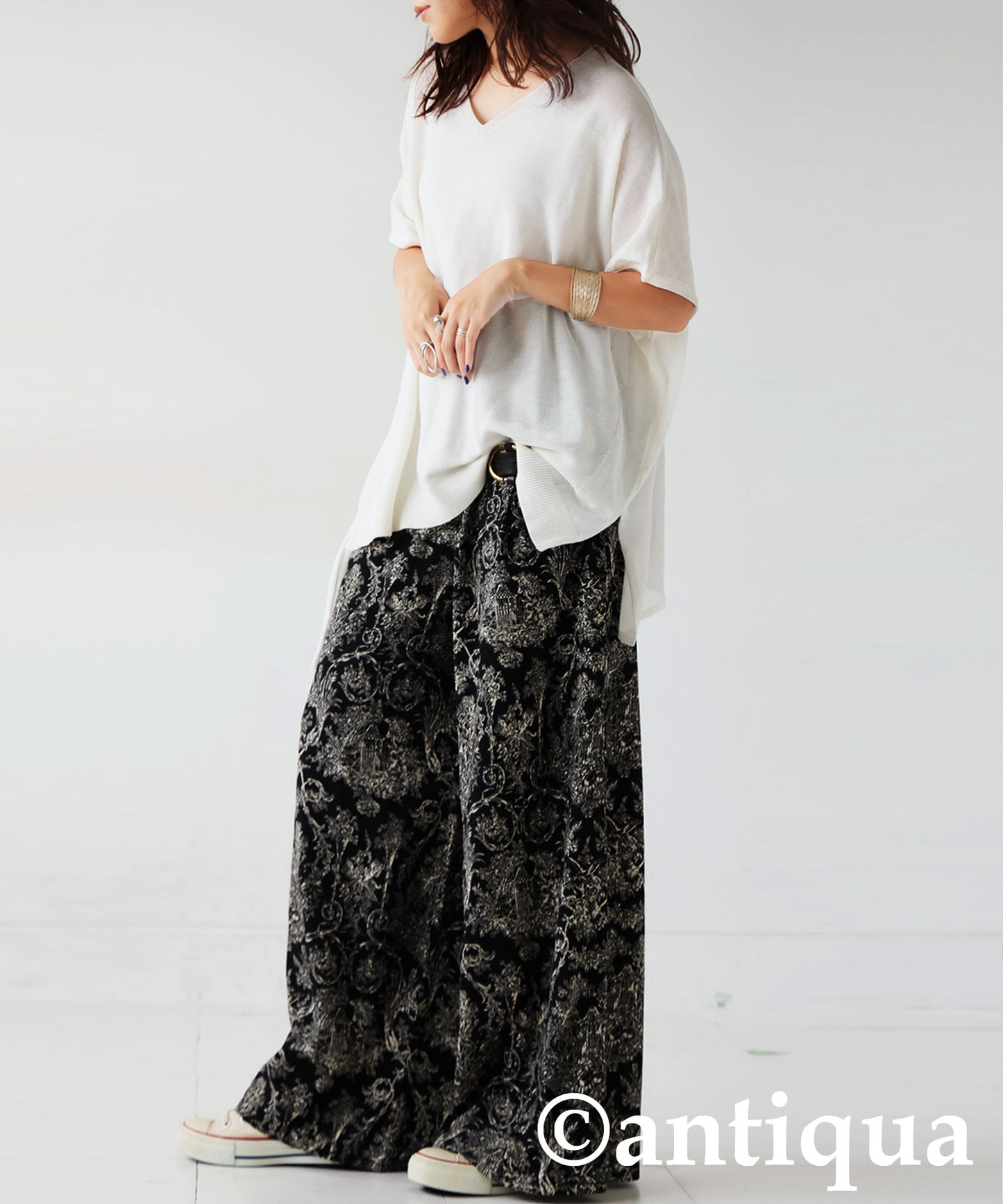 Ladies Toile De Jouy Wide-Leg Pants