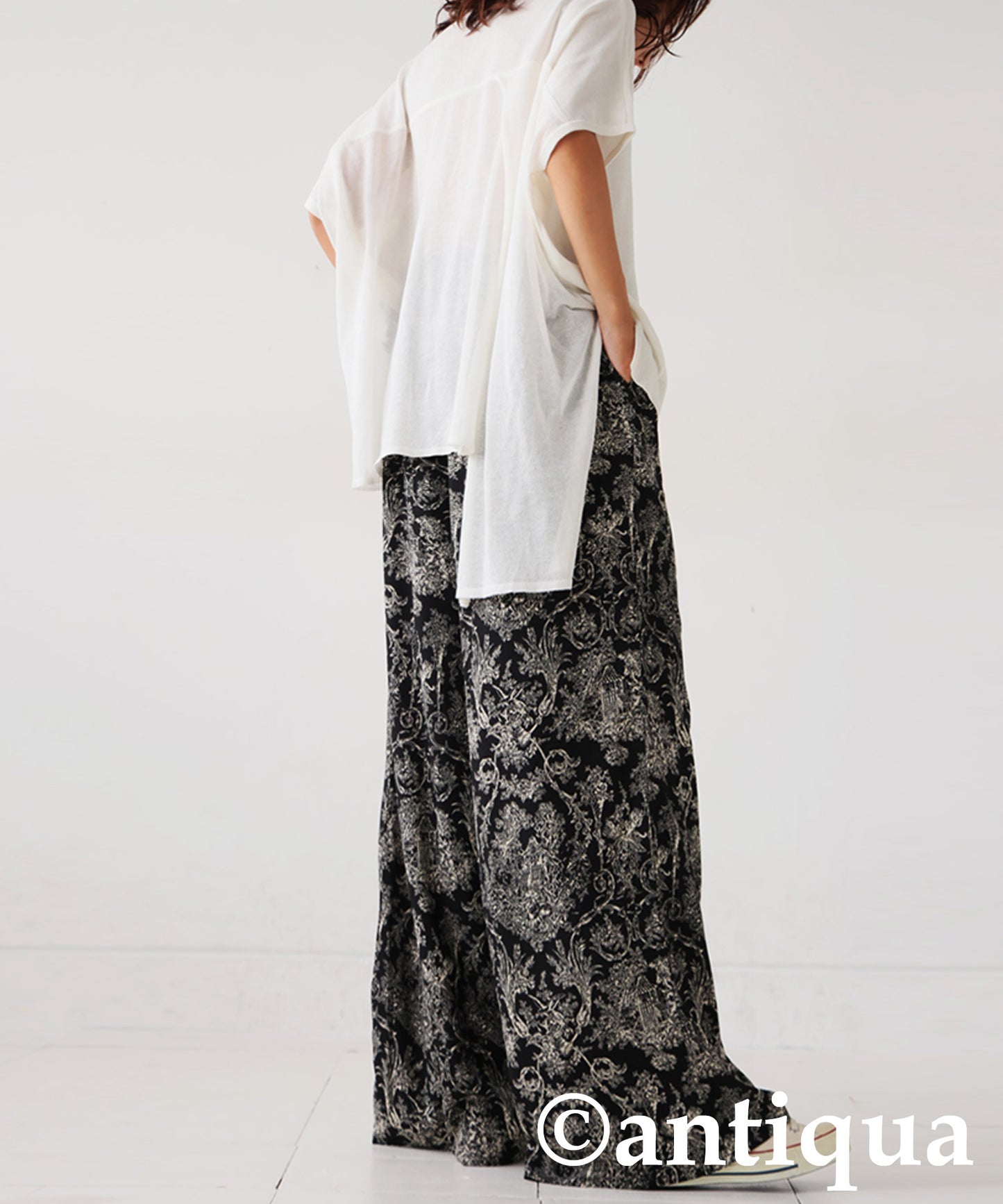 Ladies Toile De Jouy Wide-Leg Pants