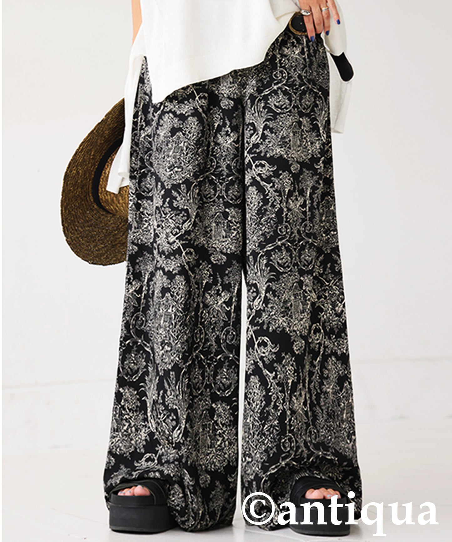 Ladies Toile De Jouy Wide-Leg Pants