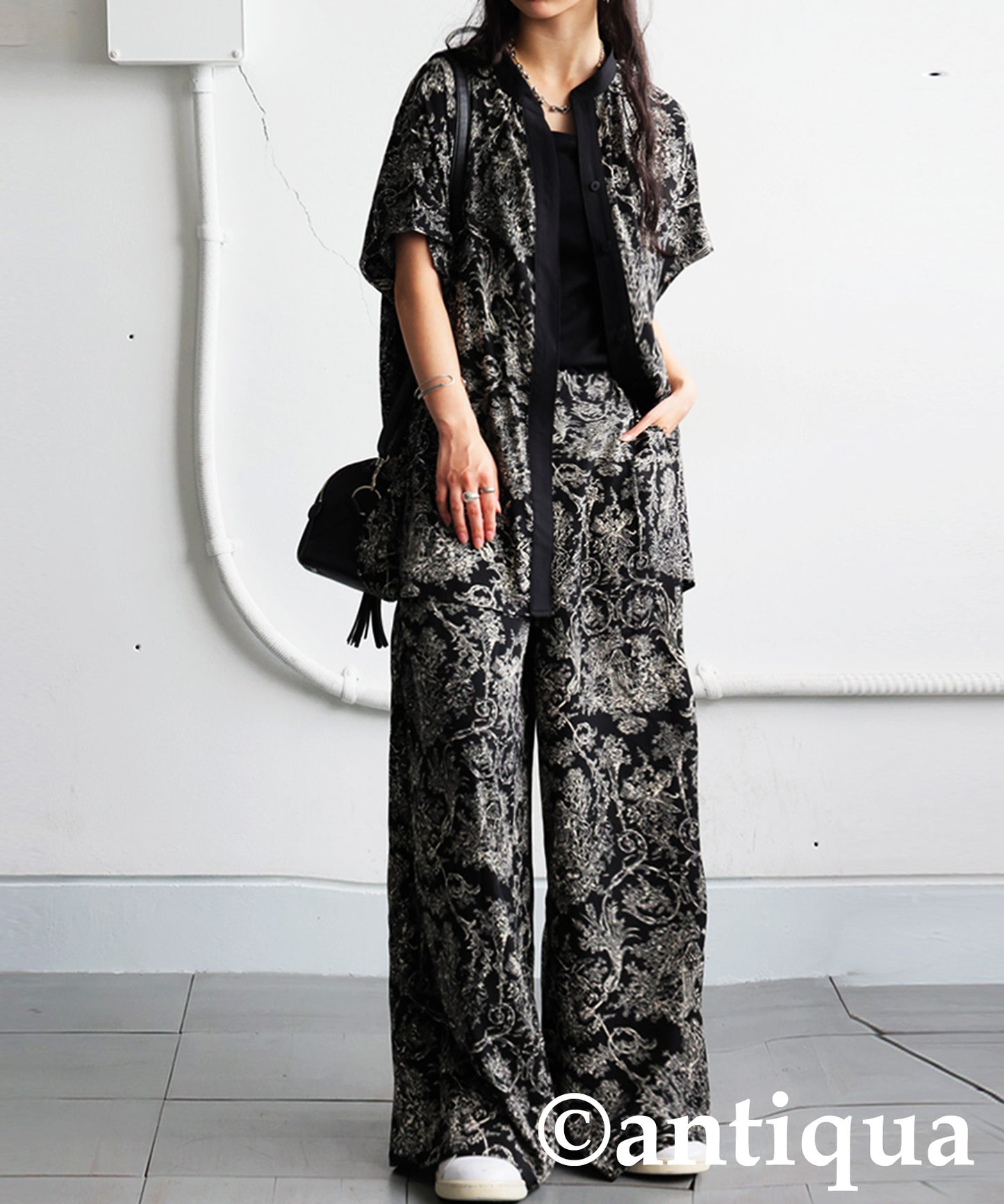 Ladies Toile De Jouy Wide-Leg Pants