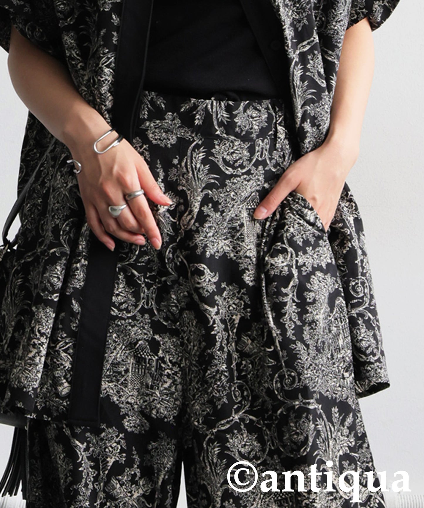 Ladies Toile De Jouy Wide-Leg Pants