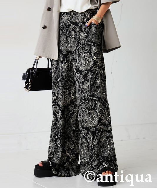 Ladies Toile De Jouy Wide-Leg Pants