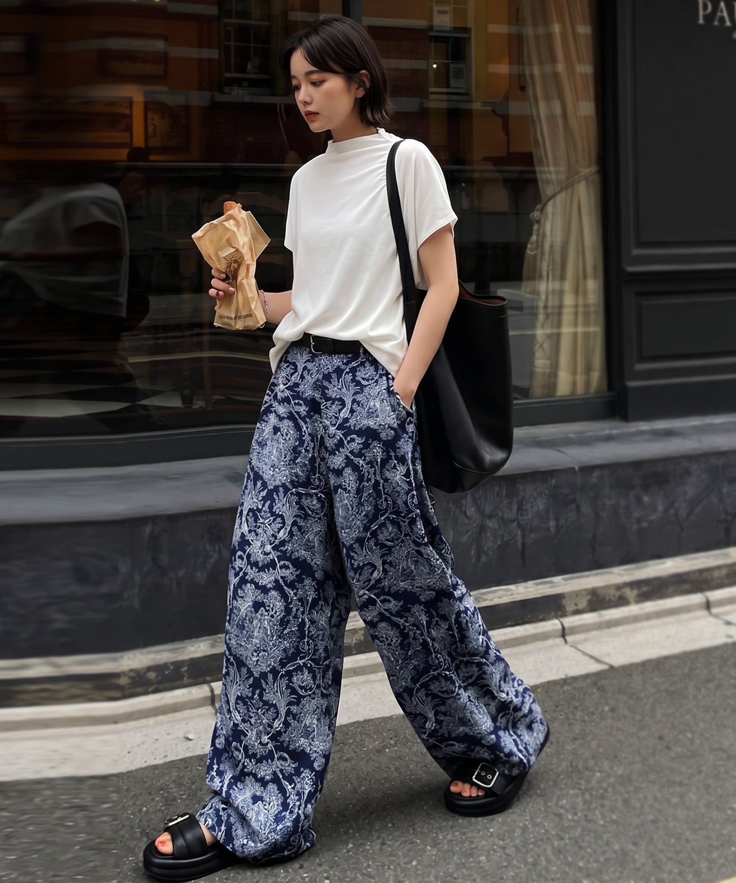Ladies Toile De Jouy Wide-Leg Pants