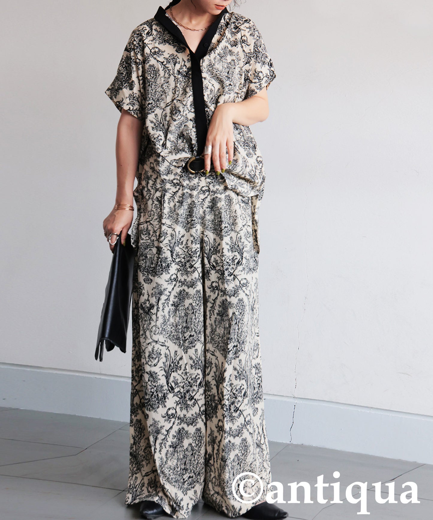 Ladies Toile De Jouy Wide-Leg Pants