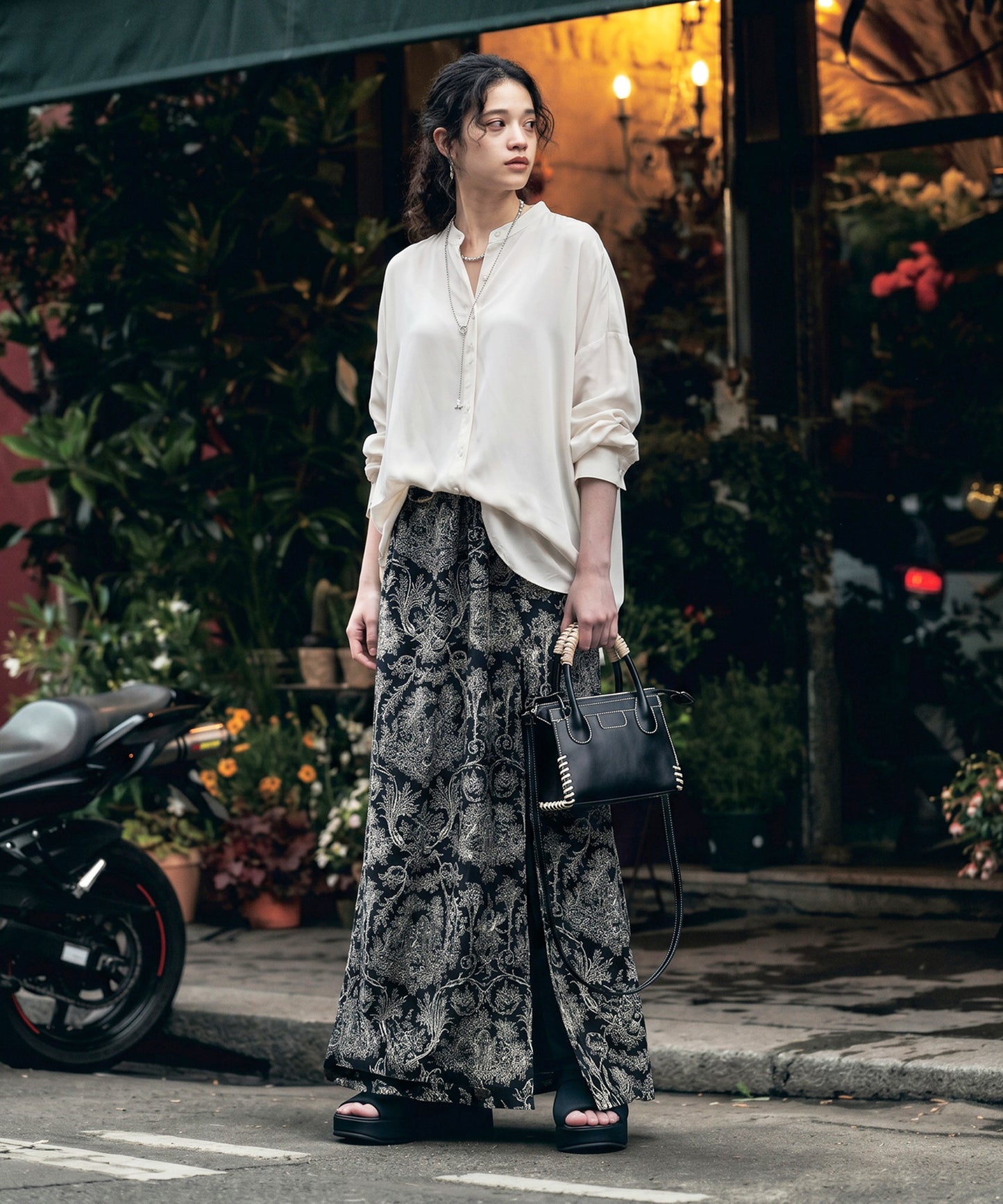 Toile De Jouy Print Long Skirt Ladies