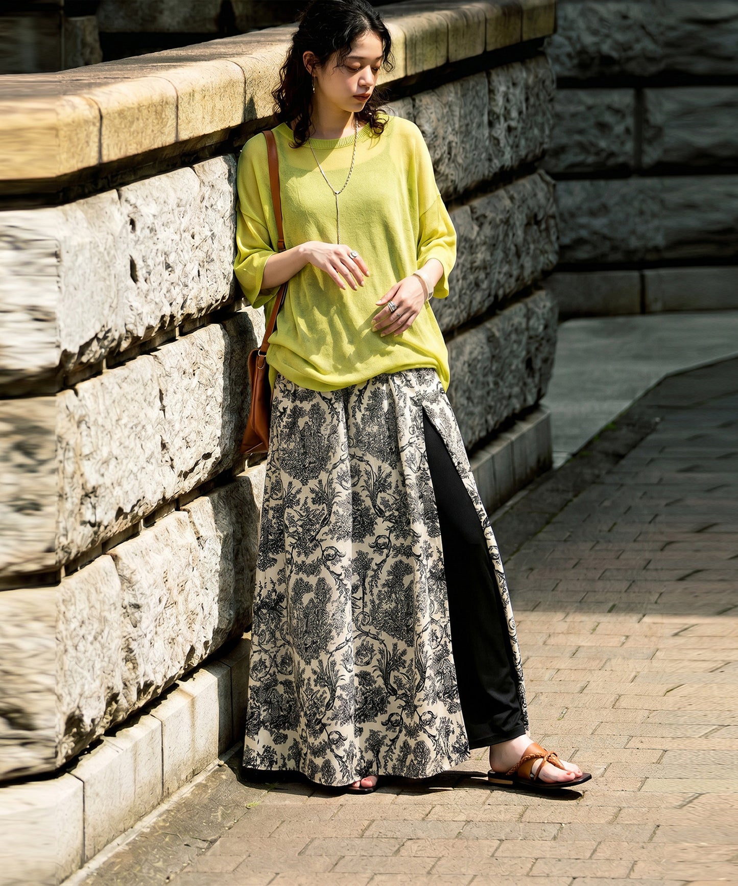 Toile De Jouy Print Long Skirt Ladies