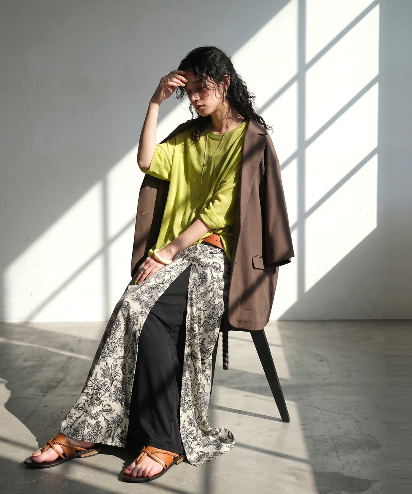 Toile De Jouy Print Long Skirt Ladies
