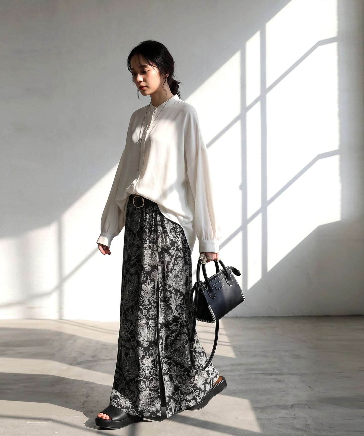 Toile De Jouy Print Long Skirt Ladies